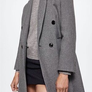 Mango Houndstooth Double-Breasted Trench Coat